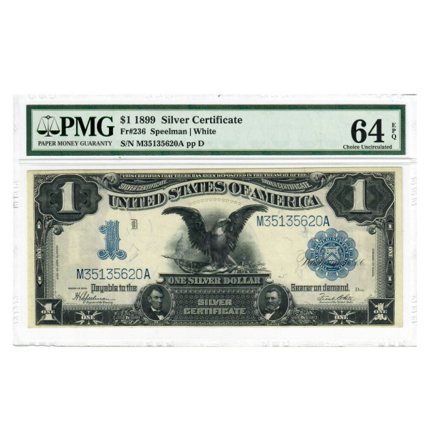 1899 $1 Black Eagle FR236 Silver Certificate PMG 64EPQ Choice Uncirculated exceptional paper Quality 