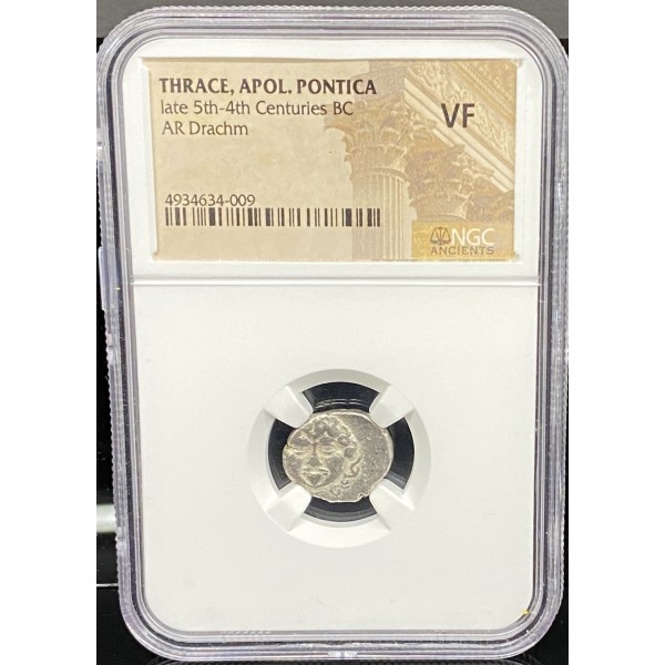 4-5 Centuries BC Thrace Apollonia Pontica AR Drachm Silver Coin NGC VF Medusa