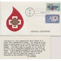 #1425 Giving Blood saves lives Hand Painted Jonal PNC cachet First Day cover #J26 1 of 2 stamp combo Int. RC #1016