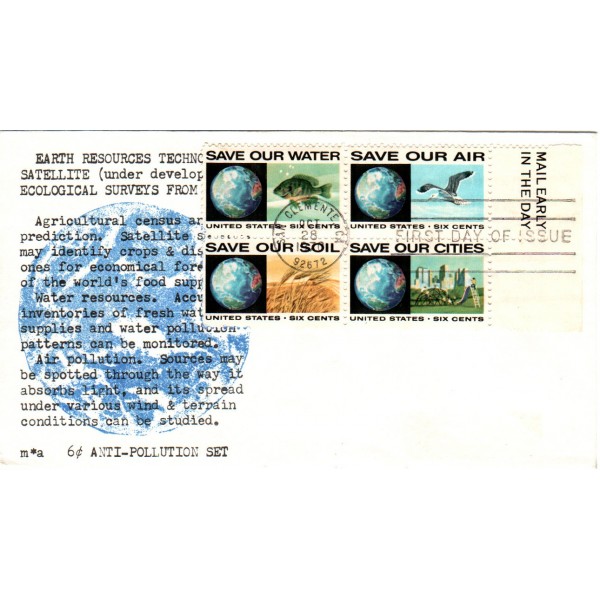 #11410-3 Anti Pollution  1st M*a cachet First Day cover