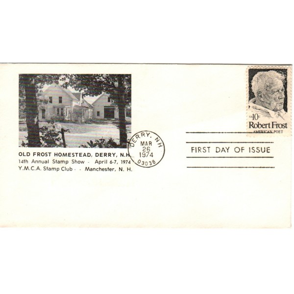 #1526 Robert Frost Poet 1st YMCA Stamp Club Manchester NH cachet First Day cover