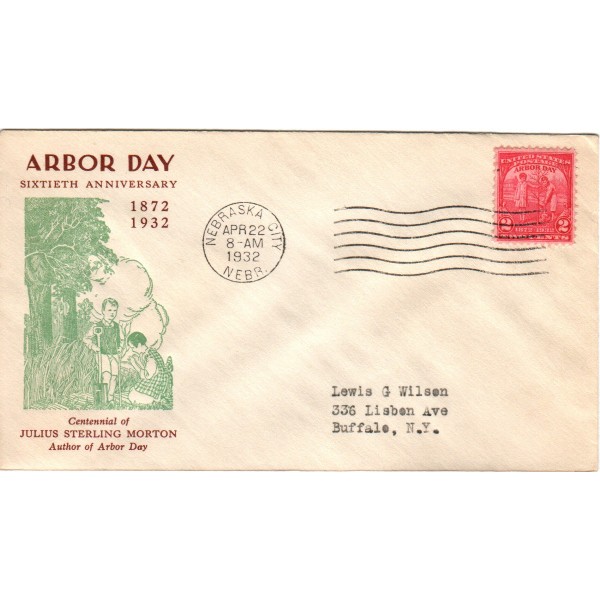 #717 Arbor Day Linprint cachet First Day cover