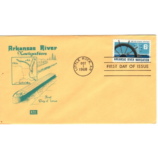 #1358 Arkansas River Navigation Kolor Kover cachet First Day cover