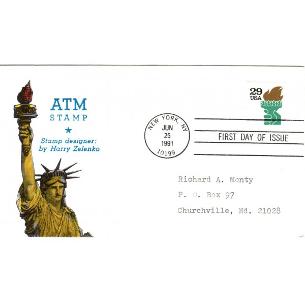#2431A Liberty Torch C.E. Reid cachet First Day cover to Richard Monty Scarce
