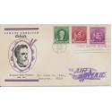 #886 Augustus Saint Gaudens Linprint cachet First Day cover combo with 884-5 via air mail