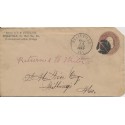 Belleville Illinois 1887 Fancy cancel on Postal envelope nice MOB Shield type cancel backstamp